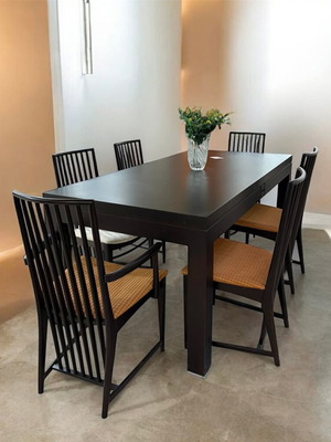 Beech wood dining set new with 4 chairs and 2 armchairs