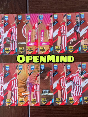 Full base set Ολυμπιακός 18 καρτών FIFA 365 2024 Adrenalyn XL καινούργιο