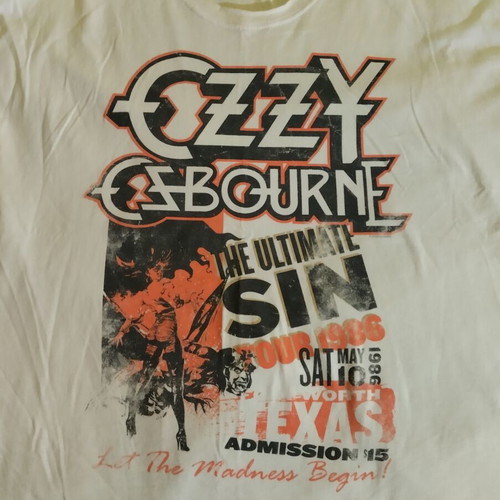 Ozzy Osbourne t shirt used, Aape By A Bathing Ape®, XXL, white, with small holes