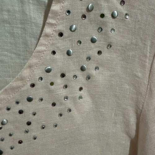 Linen blouse like new, pink confetti, size XL