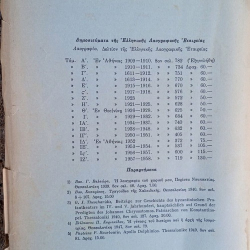 Lithograph Bulletin of the Hellenic Folklore Society used 1958