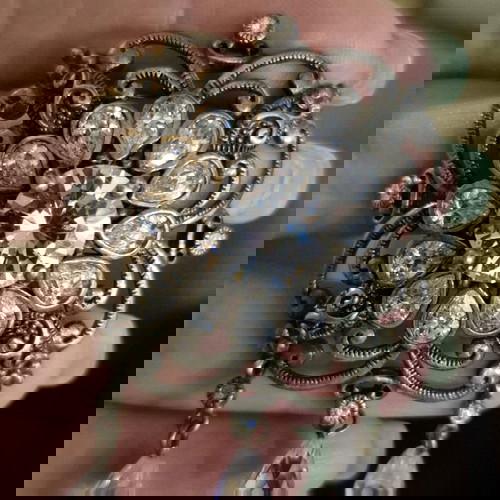 Καρφίτσα ασημένια Oxette με διαμάντια 925°, καινούργια