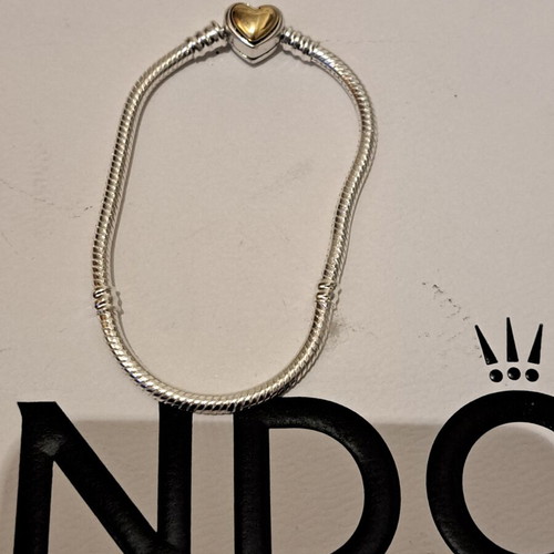Pandora bracelet size 18, new, heart clasp with gold plating