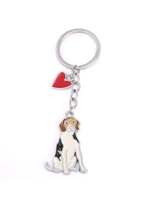 Dog keychain new metal with heart