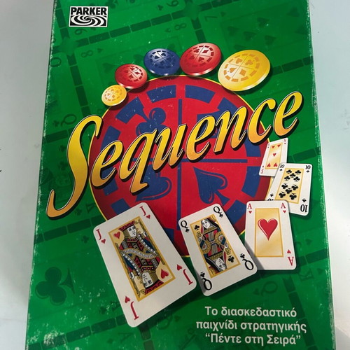 Sequence board game new, strategy with cards and chips