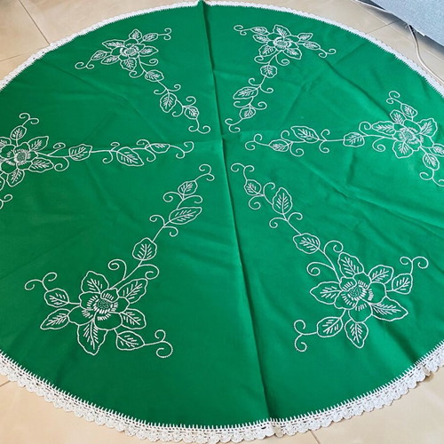 Decorative round handmade embroidery vintage like new