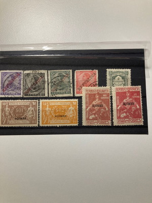 Azores 9 stamps used, both unsealed and sealed