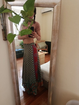 Silk maxi skirt, reversible, high quality from Indonesia