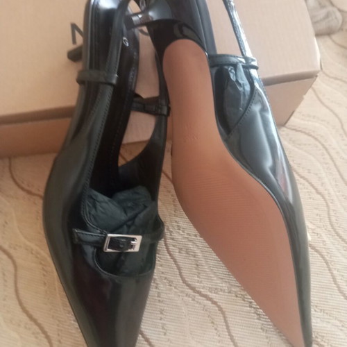 Mango slingback kitten heel black shoes new size 39