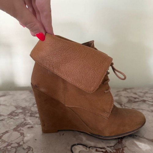 Zara ankle boots size 38 like new, brown wedge heel