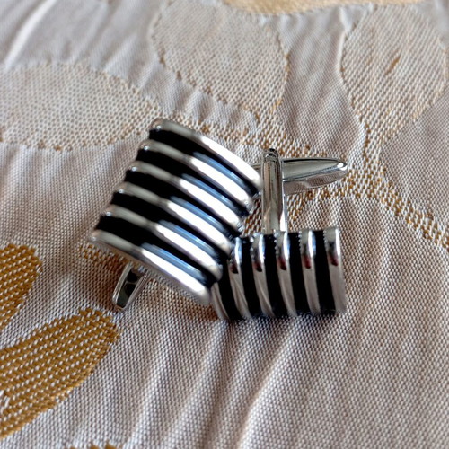Steel cufflinks with enamel, like new