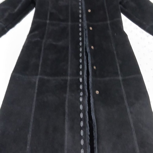 Naf Naf Vintage Long Suede Coat Authentic Cuir size M like new, black