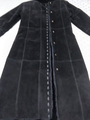 Naf Naf Vintage Long Suede Coat Authentic Cuir size M like new, black