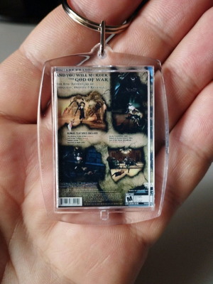 God of War PS2 keychain, acrylic