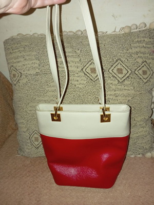 Hunter tote γυναικεία τσάντα ώμου καινούργια σε λευκό και κόκκινο