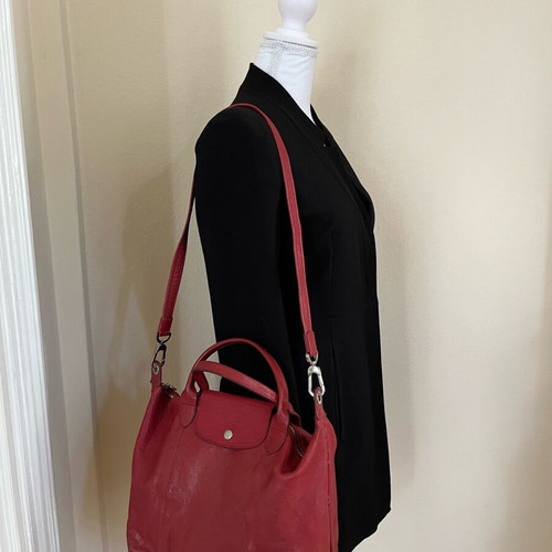 Longchamp Pliage bag model M used, red crossbody