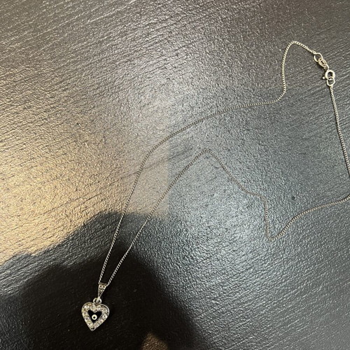 Silver necklace 925 with heart-shaped pendant and eye design, like new