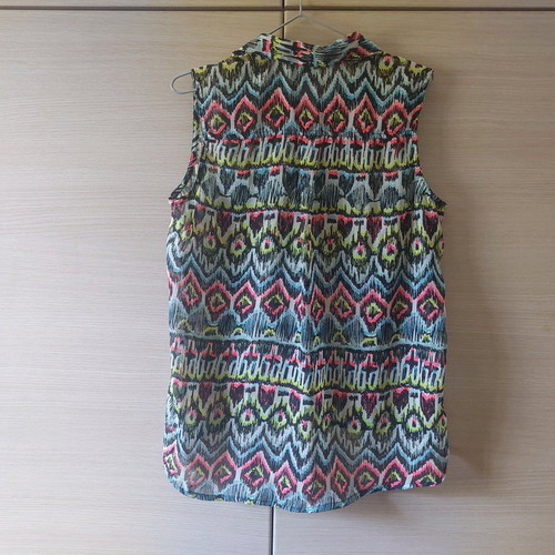 Colorful shirt blouse with transparency Size Large like new