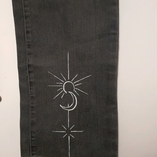 Handpainted denim vintage jeans black size XL
