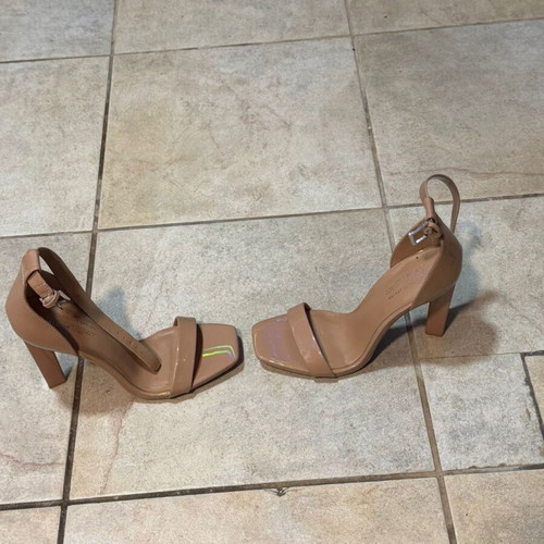 Aldo cream iridescent heeled sandals with strap size 38 new