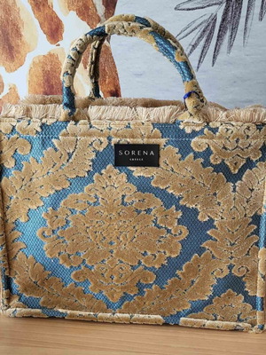 Sorena Handmade tote bag new in gold and blue shades