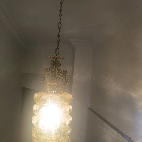 Clear Bubble Glass retro pendant light from the 70s like new