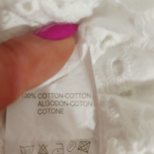 White Maxi Dress Broderie Anglaise, 100% Cotton, New