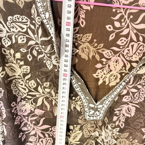 Achilleas Accessories floral transparent tunic used, V-neck, beachwear