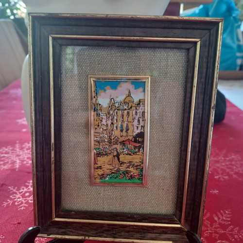 Handmade painting on gold leaf like new with certificate, vintage style