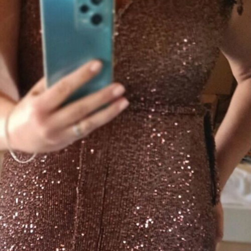 Dress for wedding or christening like new, size L, dark brown rose gold