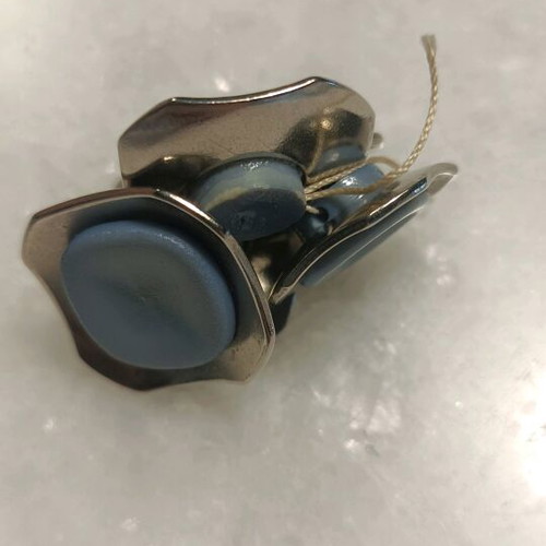 Vintage metal buttons like new, silver with gray-blue detail, set of 5