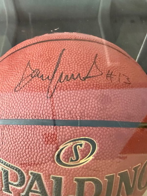 Signed Diamantidis collectible basketball with certificate, new