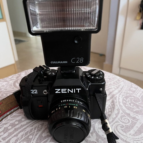 Zenit 122 Vintage Camera Set like new with Lens, Flash, and Bag