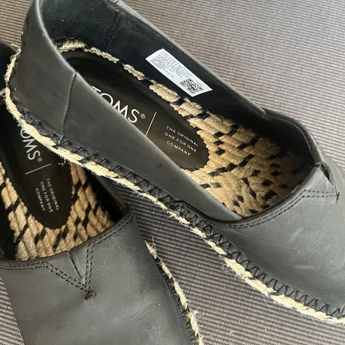 Toms Esparto Leather Black women's espadrilles like new, size 38