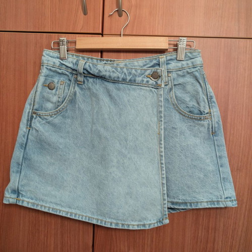 Pink Woman jean shorts-skirt used, size 38, like new