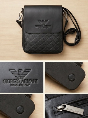 Giorgio Armani men's shoulder bag like new, black leather