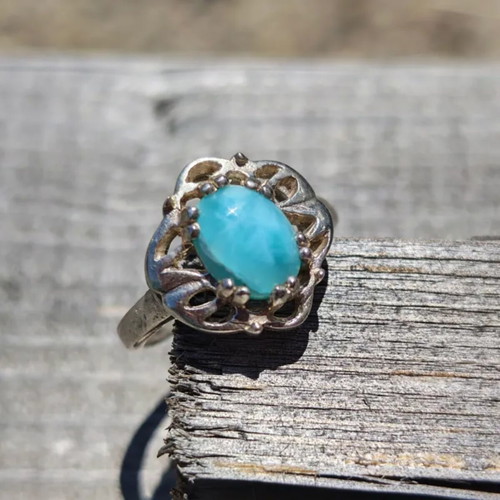 Silver ring with Larimar new, size 7