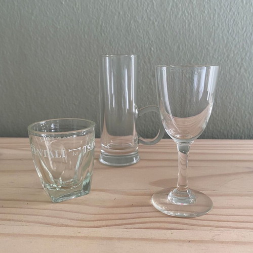 Shot glasses used, set of 3 pieces