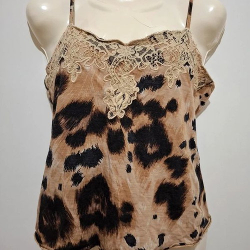 Red Valentino Brown Leopard Lace Trim Camisole Size 44