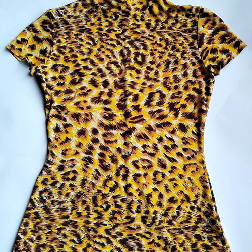 Norma Kamali rusty yellow leopard print blouse like new, size S