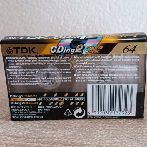 TDK CDing 2 chrome 64 audio cassette new
