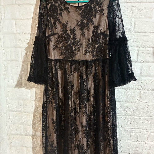 long black dress style THE GREAT. Black Keepsake Lace Shift Dress Black / 0 main image 1