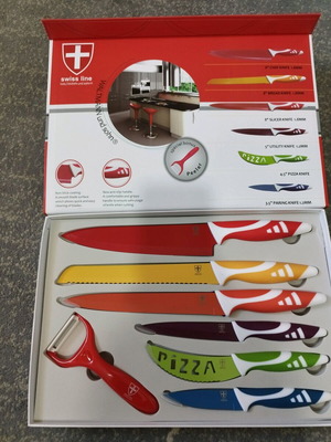 Waltmann und sohn set of 6 colored knives and 1 peeler new