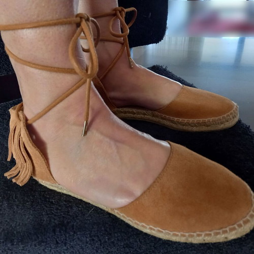 Flamenco leather lace-up espadrilles like new, size 36, beige-brown