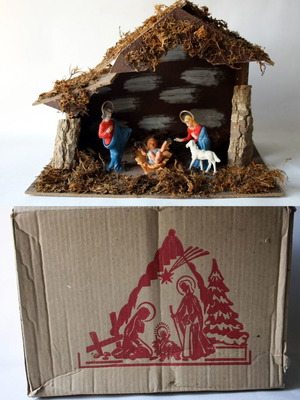 Vintage 70's Greek Nativity Crib new