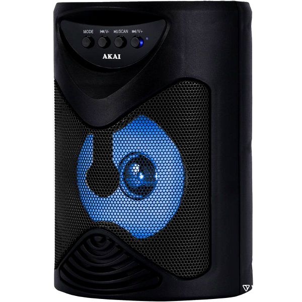Akai ABTS-704 forito ichio Bluetooth karaoke me USB, TWS, LED, micro SD ke isodo mikrofonou – 5 W