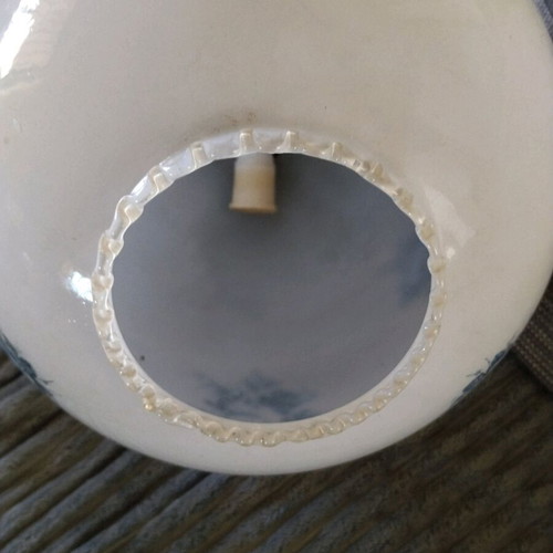 Opaline ceiling light vintage with blue flowers used
