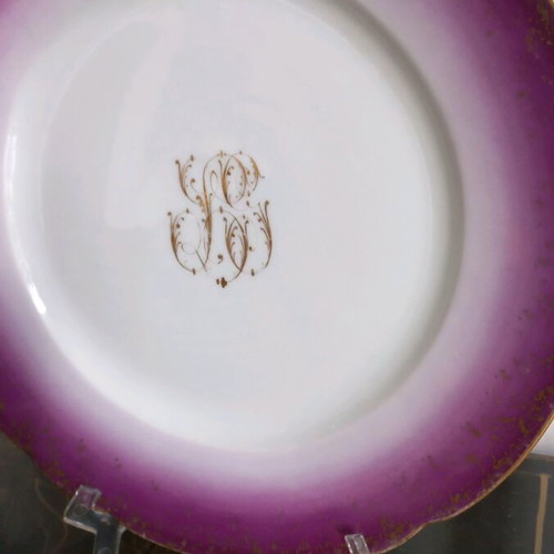 Serving set for 6 French porcelain with monogram like new