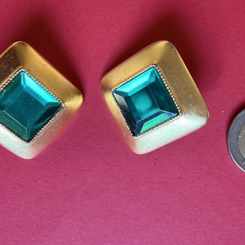 Vintage earrings set of 5 pairs turquoise and gold, like new