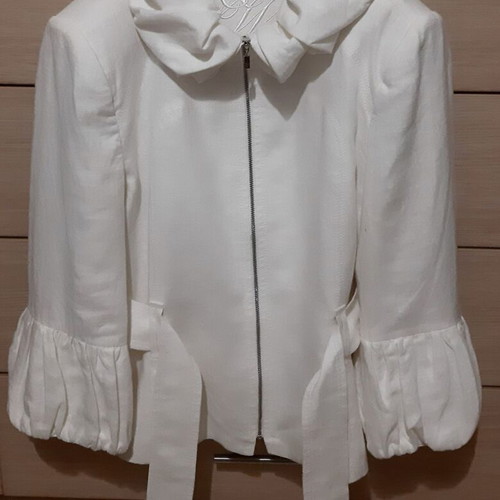 Zara Exclusive Linen Jacket Large 40 White Like New with Zipper and Belt